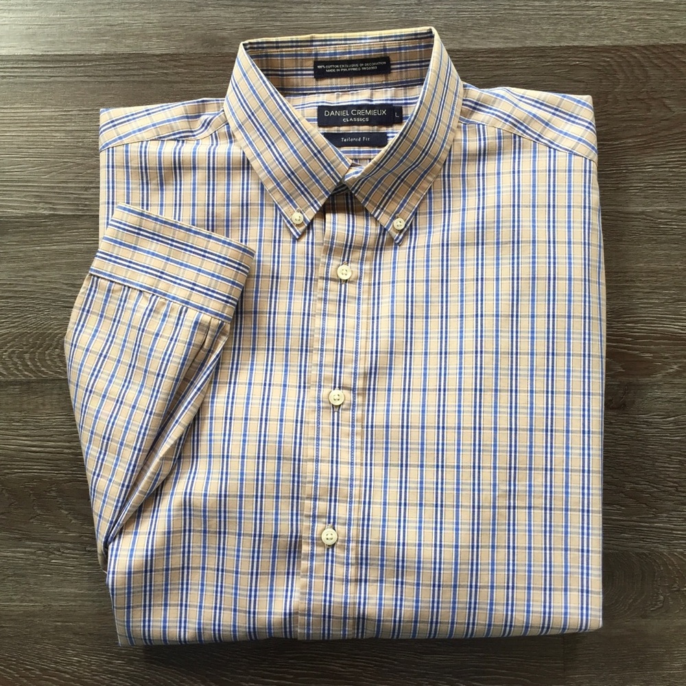 Daniel Cremieux Classics Tan Plaid Long Sleeve Button Down Size L